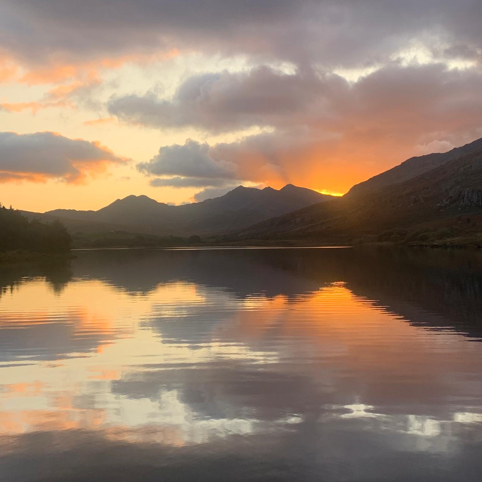 sunset picture wales lake